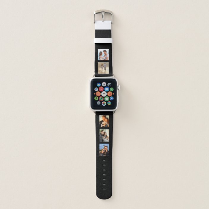 Create Your Own 5 Photo Collage Black Apple Watch Band Zazzle Com