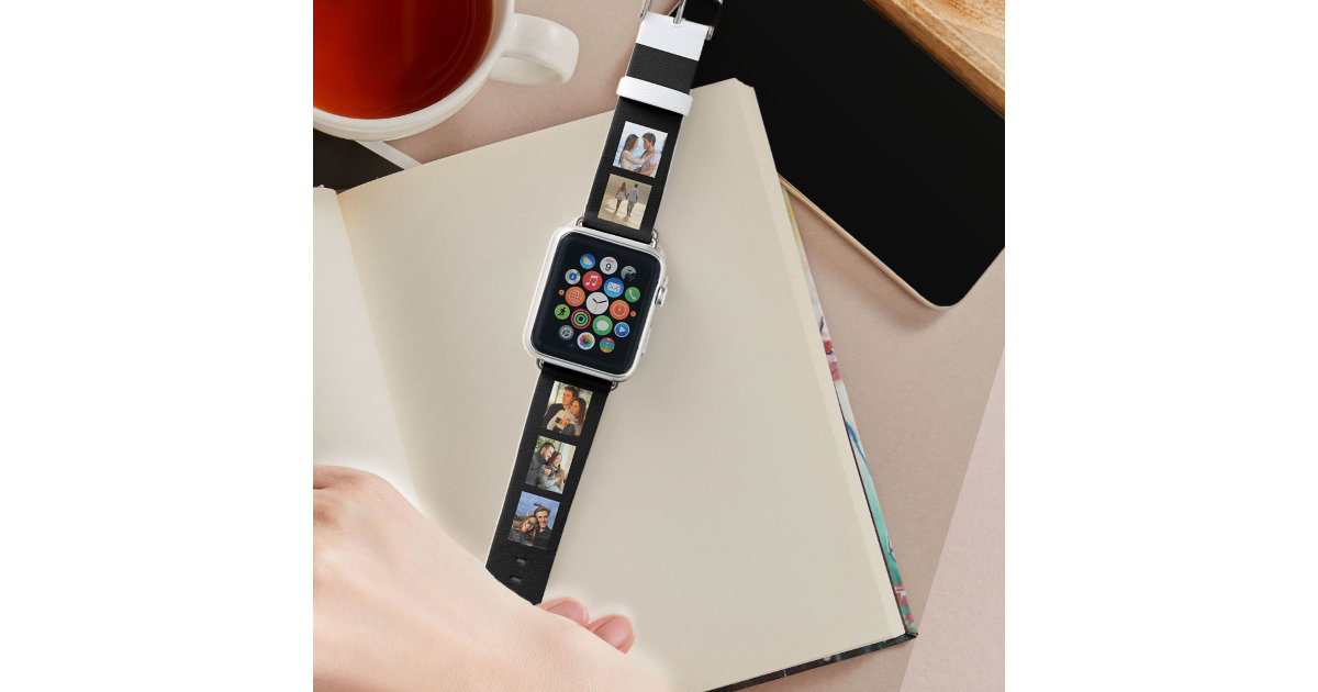 Create Own 5 Photo Collage Black Apple Watch Band Zazzle