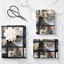 Create Your Own 5 Photo Collage Black Border Wrapping Paper Sheets