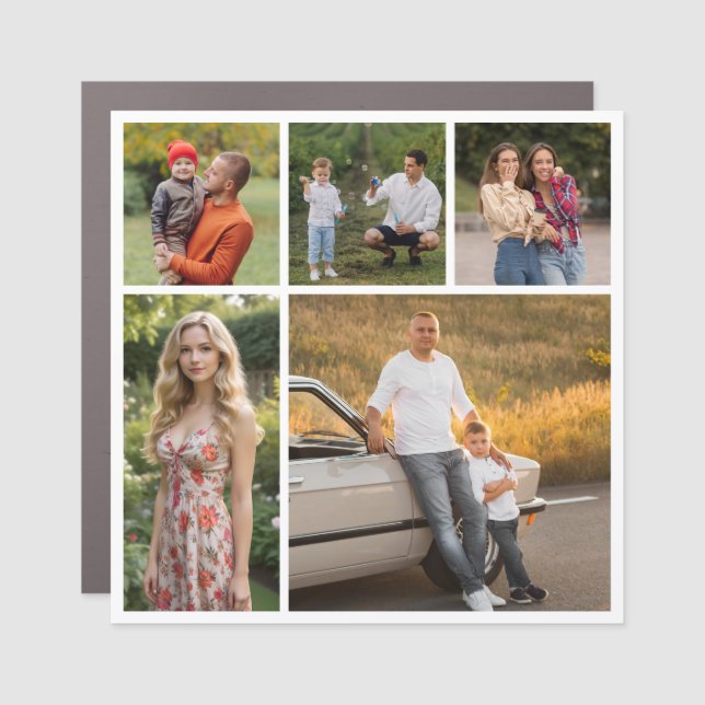 Create Your Own 5 Photo Collage Car Magnet (Front)