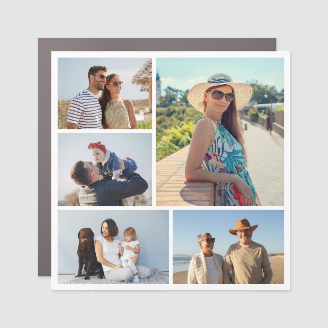 Create Your Own 5 Photo Collage Car Magnet (Front)