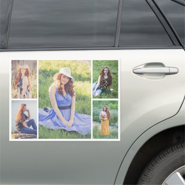 Create Your Own 5 Photo Collage Car Magnet (In Situ)