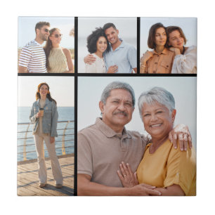 Create Your Own 5 Photo Collage Ceramic Tile