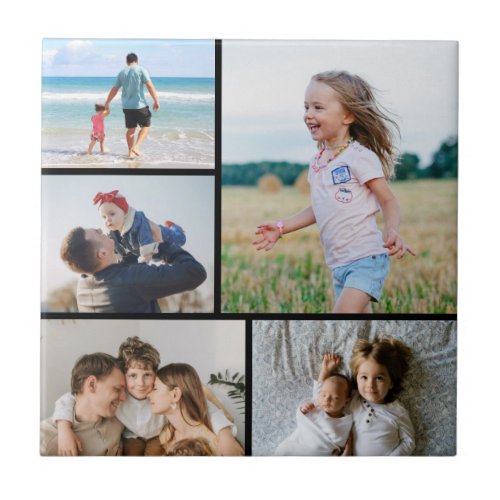 Create Your Own 5 Photo Collage Ceramic Tile