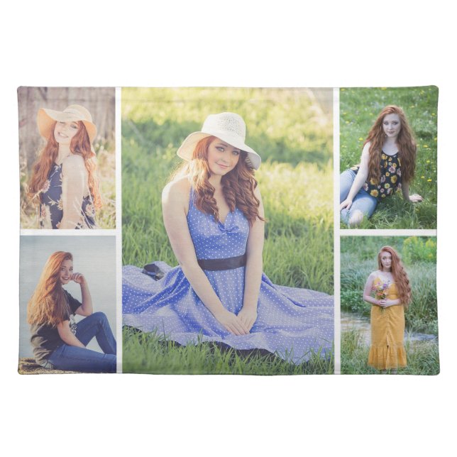 Create Your Own 5 Photo Collage Cloth Placemat (Front)