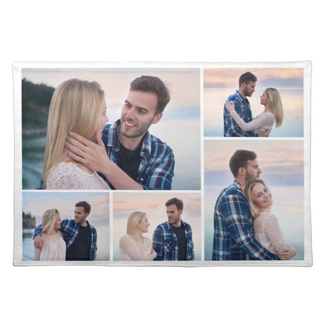 Create Your Own 5 Photo Collage Cloth Placemat (Front)