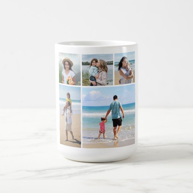 Create Your Own 5 Photo Collage Coffee Mug (Center)