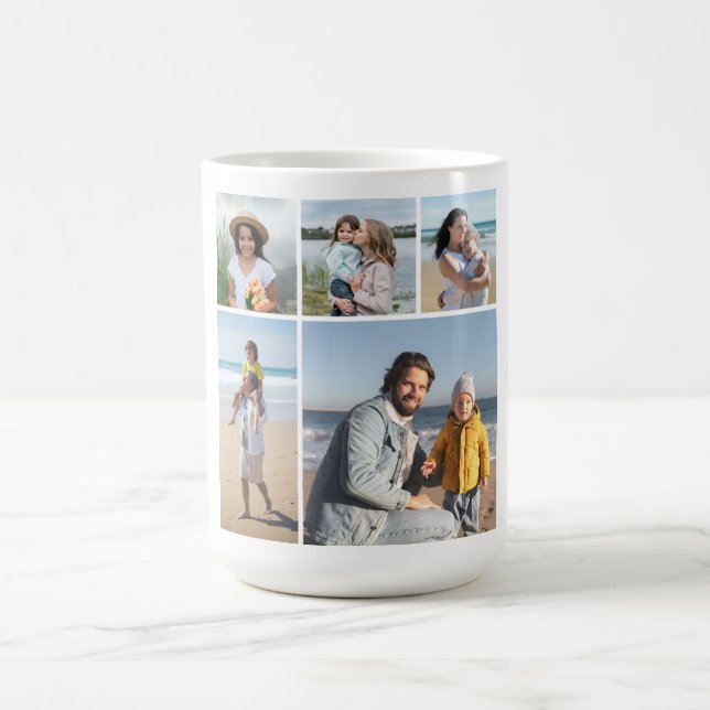 Create Your Own 5 Photo Collage Coffee Mug (Center)