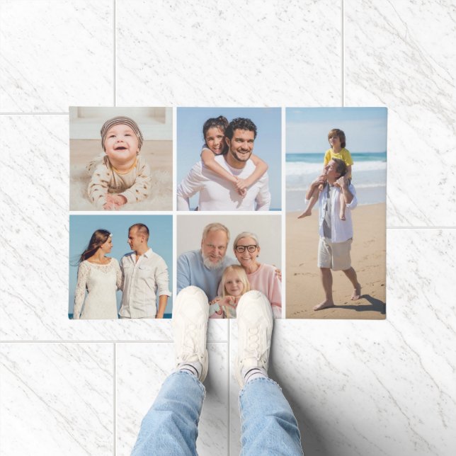 Create Your Own 5 Photo Collage Doormat (Indoor)