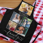 Create Your Own 5 Photo Collage Family Name Black Apron<br><div class="desc">Design your own personalized photo apron by adding 5 favorite pictures. Customize with family name and established year.</div>