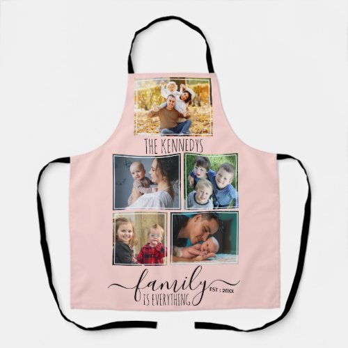 Create Your Own 5 Photo Collage Family Name Pink Apron