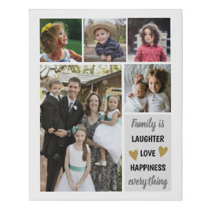 Create Your Own 5 Photo Collage Family Quote Faux Canvas Print