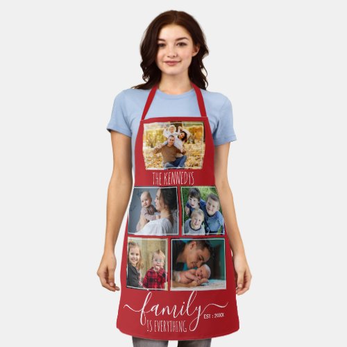 Create Your Own 5 Photo Collage Family Quote Red Apron