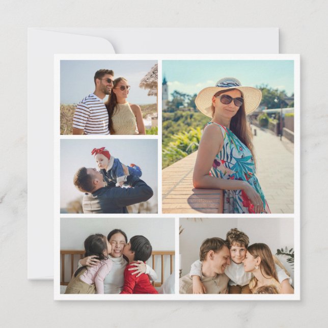 Create Your Own 5 Photo Collage Flat Card (Front)