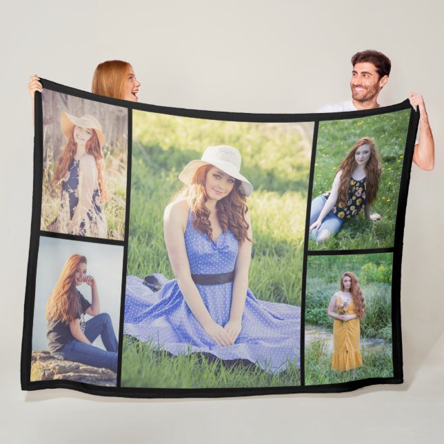 Create Your Own 5 Photo Collage Fleece Blanket (In Situ)