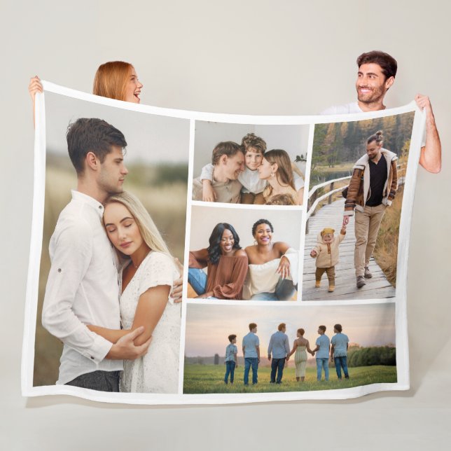 Create Your Own 5 Photo Collage Fleece Blanket (In Situ)