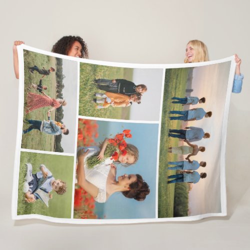 Create Your Own 5 Photo Collage Fleece Blanket