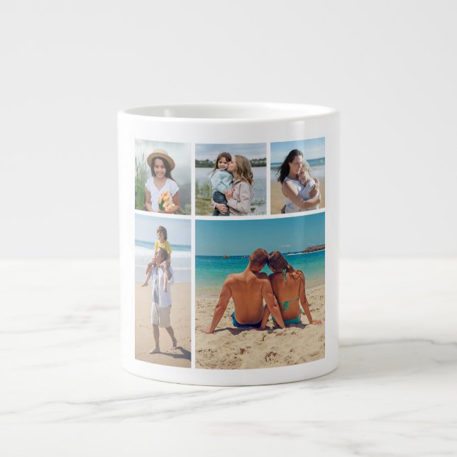 Create Your Own 5 Photo Collage Giant Coffee Mug (Front)