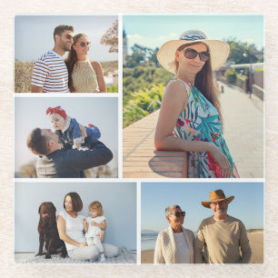 Create Your Own 5 Photo Collage Glass Coaster