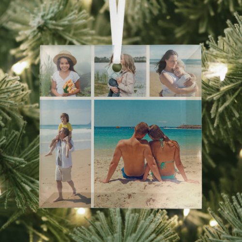 Create Your Own 5 Photo Collage Glass Ornament