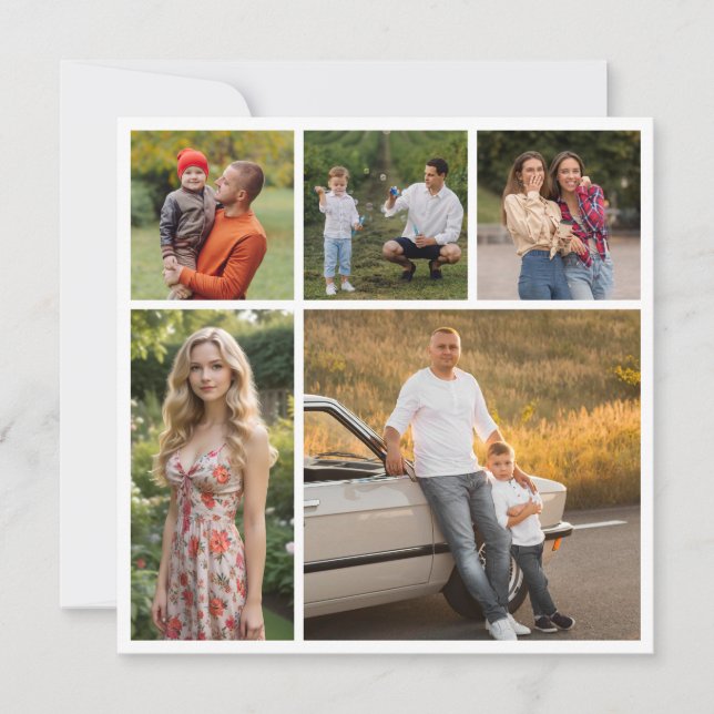 Create Your Own 5 Photo Collage Greeting Card (Front)