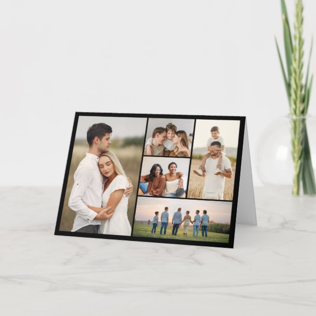 Create Your Own 5 Photo Collage Greeting Card (Front)