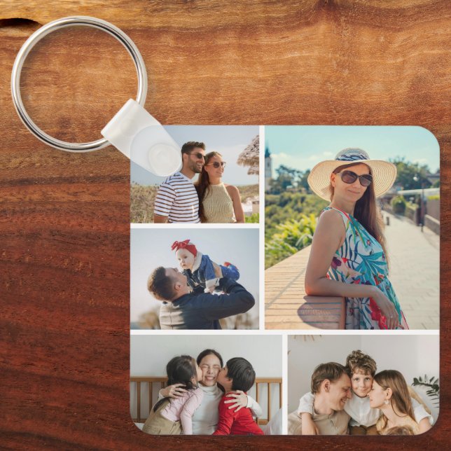 Create Your Own 5 Photo Collage Keychain (Front)