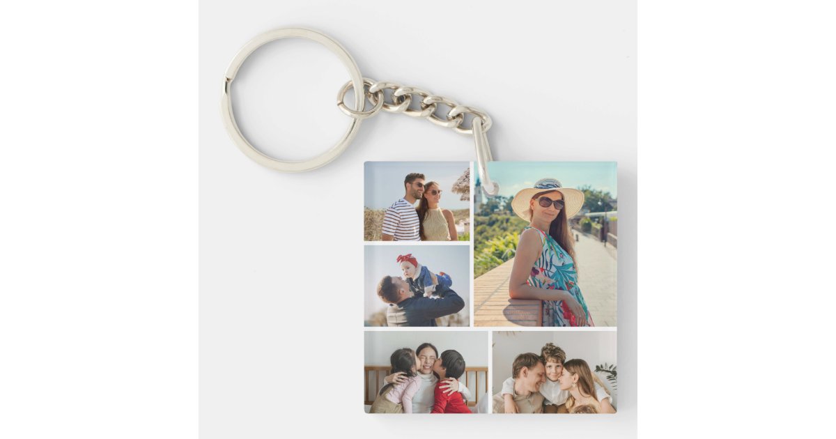 Create Your Own 5 Photo Collage Keychain | Zazzle