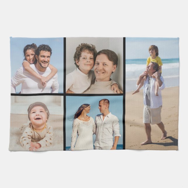 Create Your Own 5 Photo Collage Kitchen Towel (Horizontal)