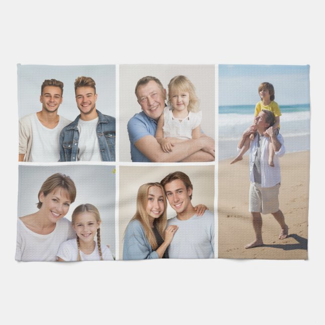 Create Your Own 5 Photo Collage Kitchen Towel (Horizontal)