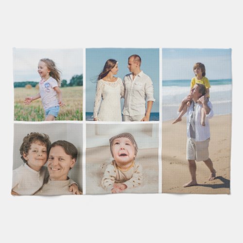 Create Your Own 5 Photo Collage Kitchen Towel