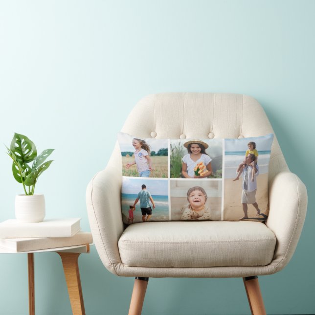 Create Your Own 5 Photo Collage Lumbar Pillow (Chair)