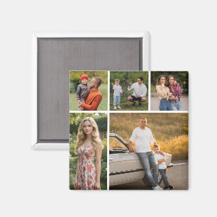 Create Your Own 5 Photo Collage Magnet