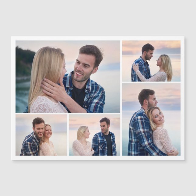 Create Your Own 5 Photo Collage Magnetic Card (Front)