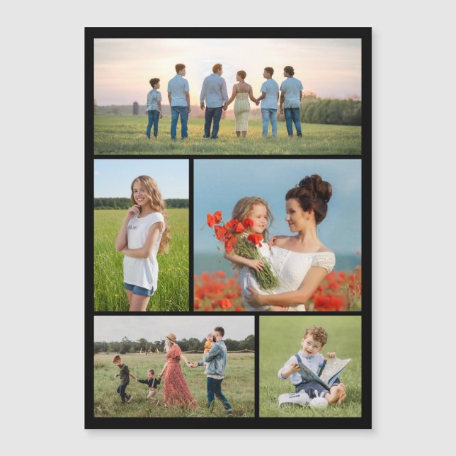 Create Your Own 5 Photo Collage Magnetic Card (Front)