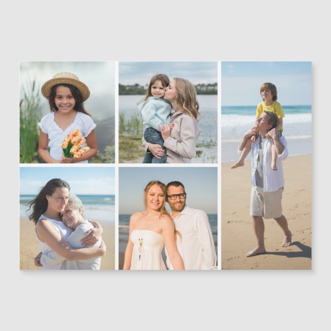 Create Your Own 5 Photo Collage Magnetic Card (Front)