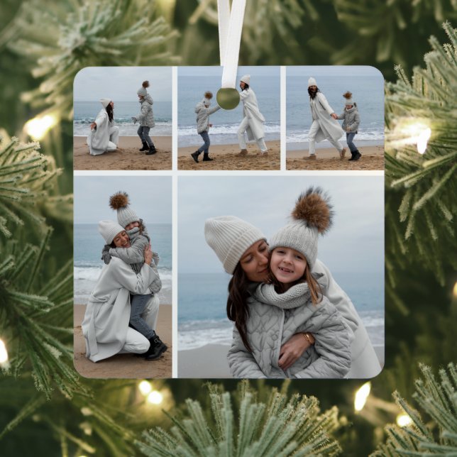 Create Your Own 5 Photo Collage Metal Ornament (Insitu)