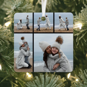 Create Your Own 5 Photo Collage Metal Ornament