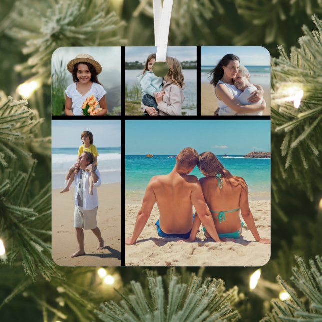 Create Your Own 5 Photo Collage Metal Ornament (Insitu)