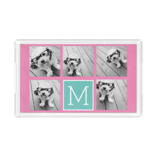 Create Your Own 5 Photo Collage & Monogram Acrylic Tray