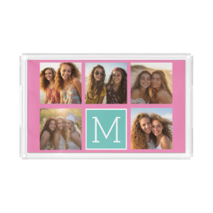 Create Your Own 5 Photo Collage & Monogram Acrylic Tray