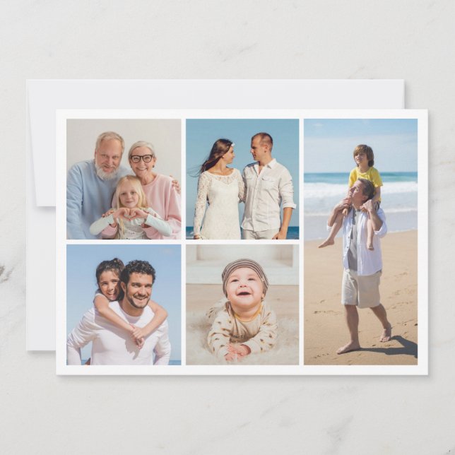 Create Your Own 5 Photo Collage  Note Card (Front)