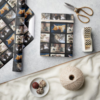 Create Your Own 5 Photo Collage on Black Wrapping Paper
