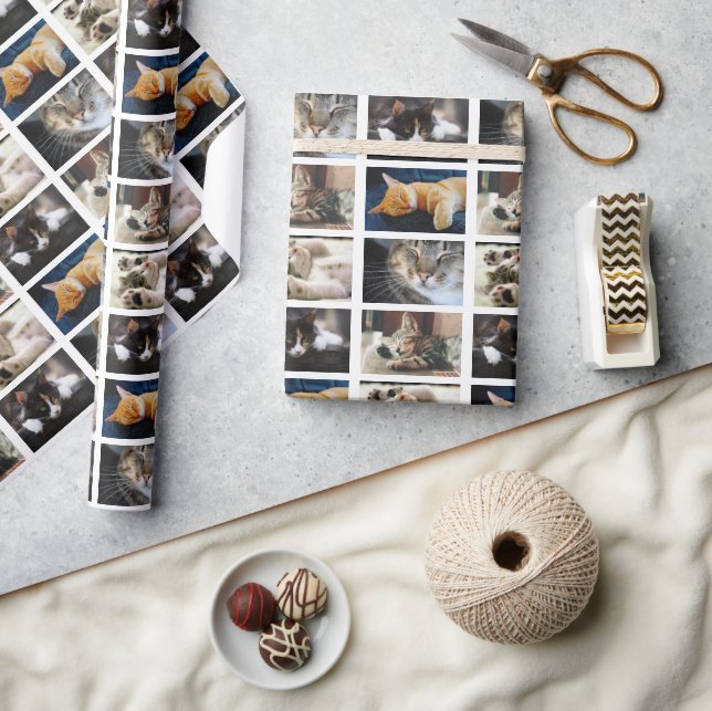 Create Your Own 5 Photo Collage on White Wrapping Paper (Crafts)