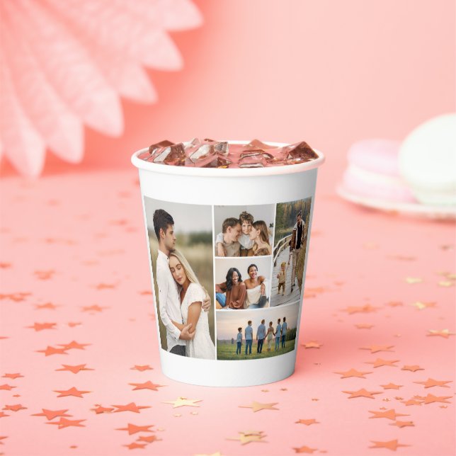 Create Your Own 5 Photo Collage Paper Cups (Insitu)
