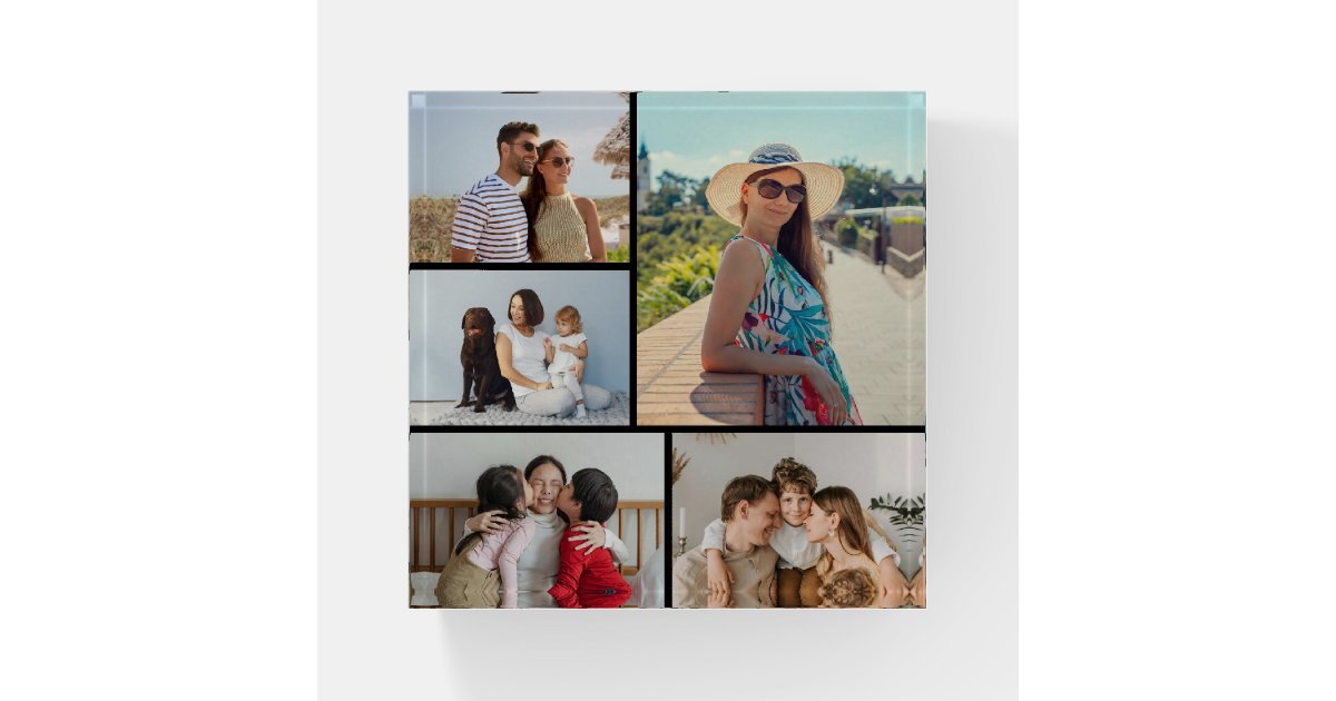 Collage Paperweights Create Your Own 5 Photo Collage Paperweight | Zazzle