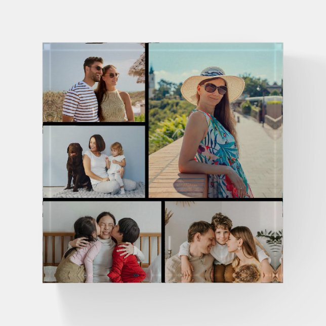 Create Your Own 5 Photo Collage Paperweight (Front)