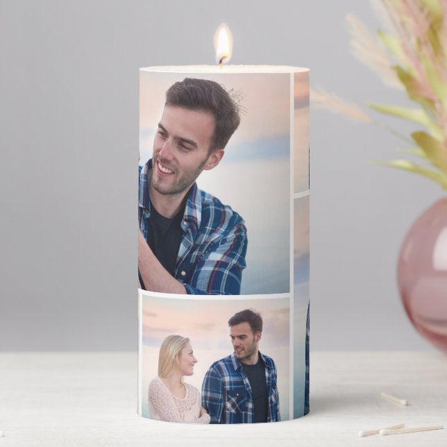 Create Your Own 5 Photo Collage Pillar Candle (In Situ)