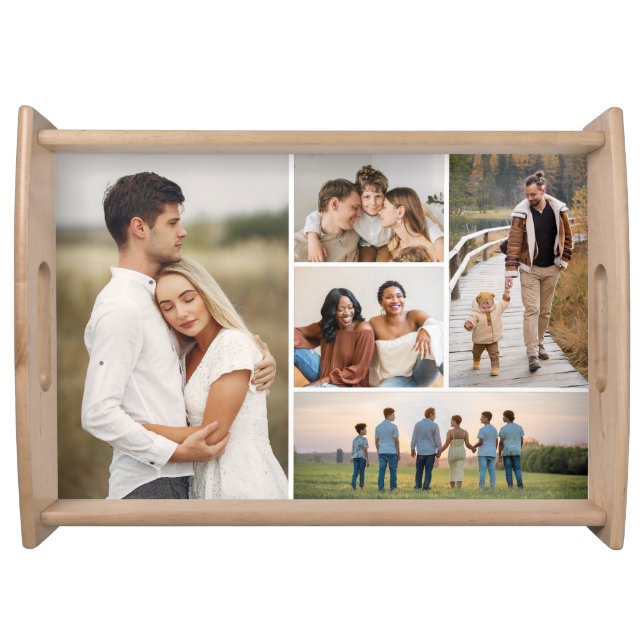 Create Your Own 5 Photo Collage Serving Tray (Front)