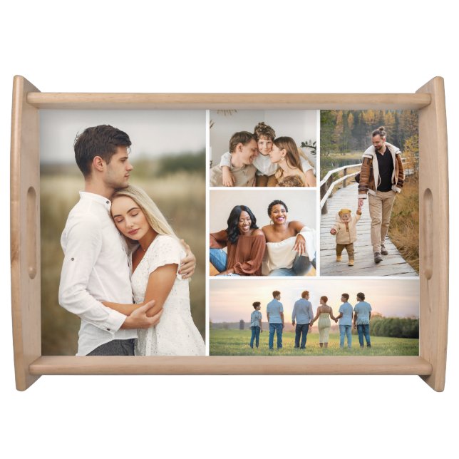 Create Your Own 5 Photo Collage Serving Tray (Front)